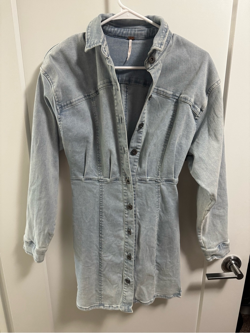 Light Wash Denim Dress - Women's Light Blue